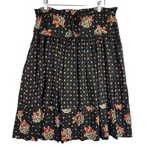ESPRIT 9 Boho Women's Floral Black Orange Print Bohemian Tiered Tie Waist Skirt
